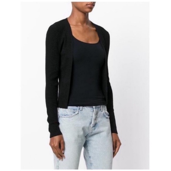 Theory GANES Open Front Ribbed Wool Cardigan Sweater - Picture 2 of 10